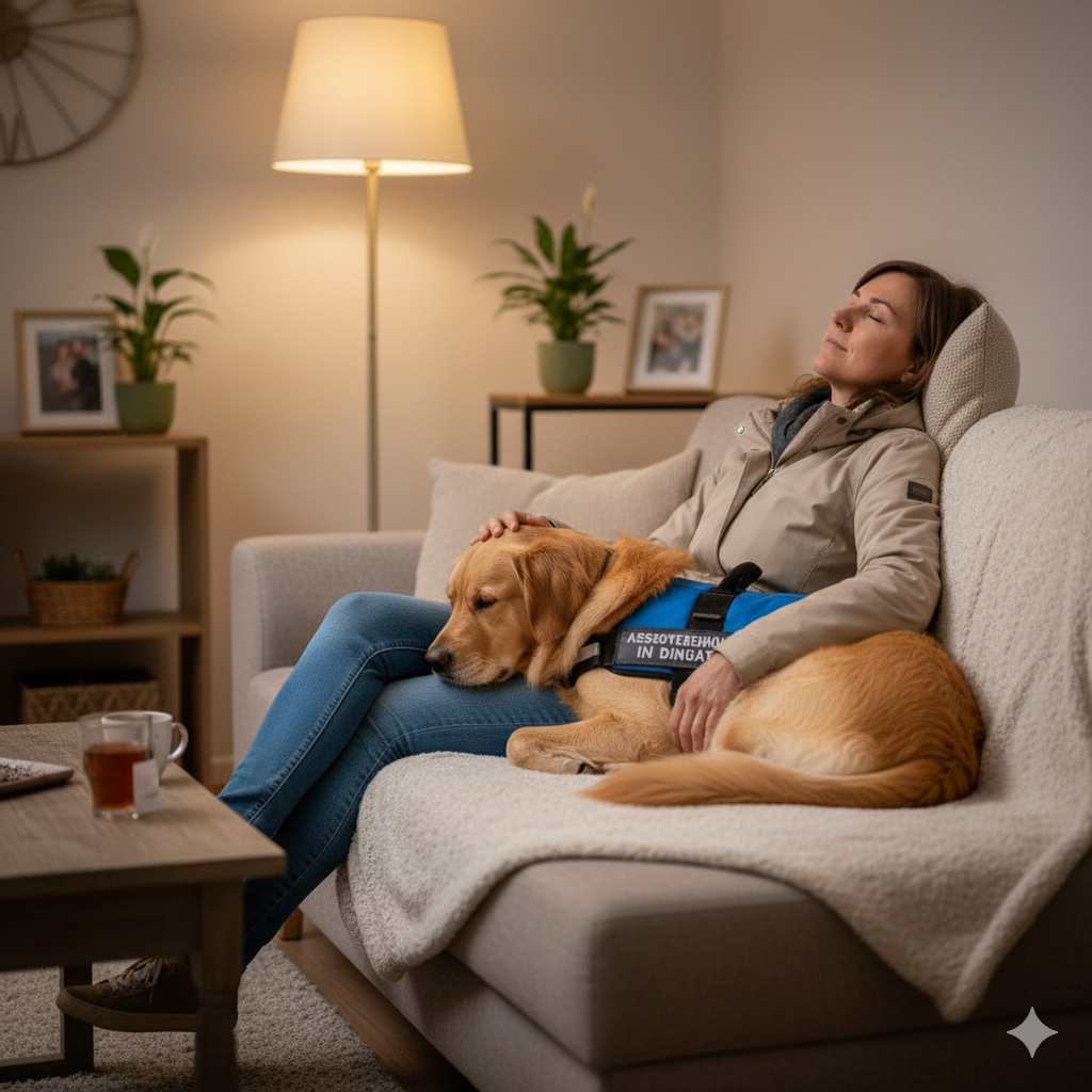 Tiefer Blickkontakt zwischen Mensch und Hund im ruhigen Moment